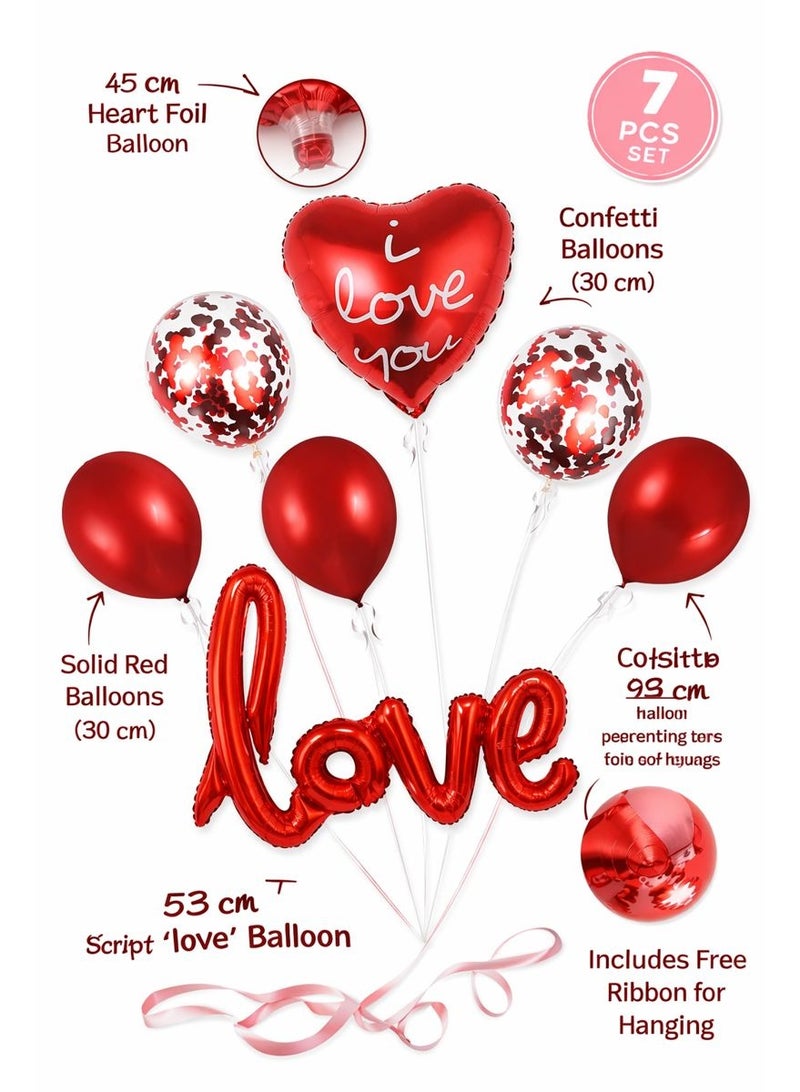 طقم بالونات تزيين لعيد الحب 7 قطع – قلب I Love You وبالون كلمة Love - Image 3
